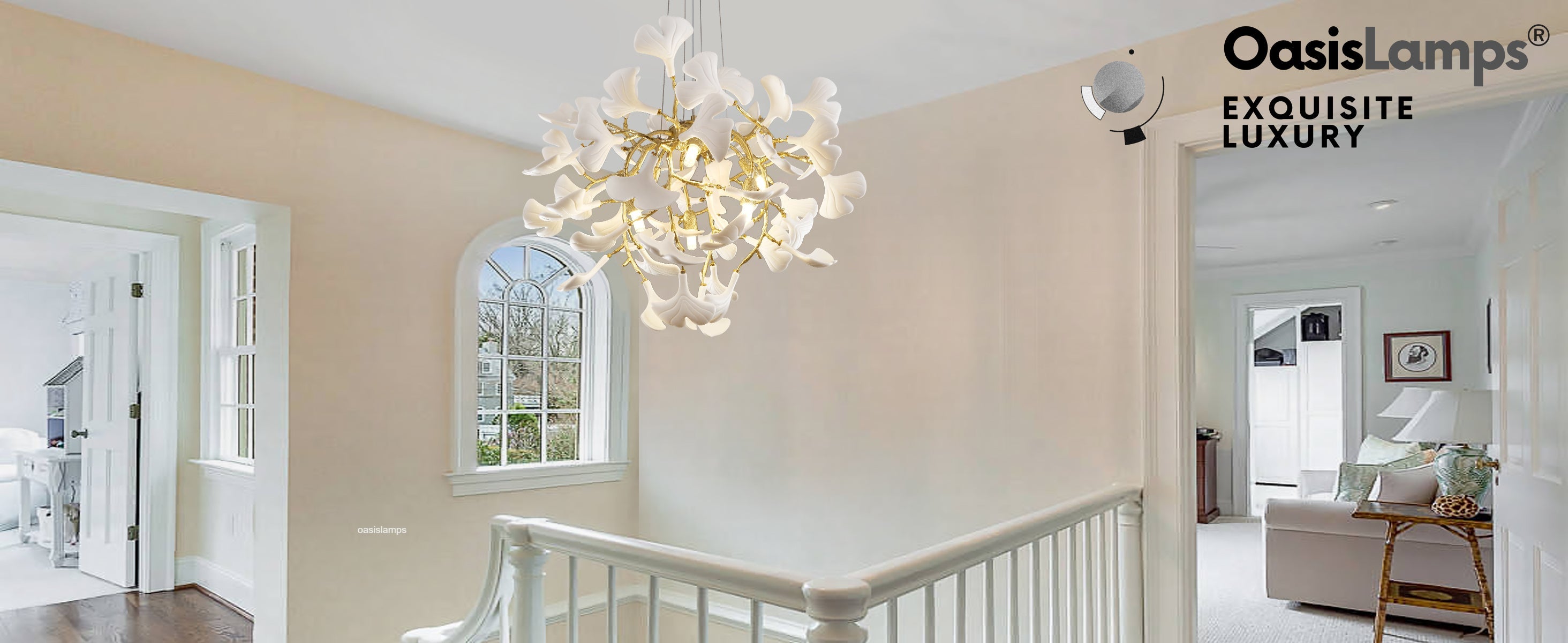 Twilight Branches Ceramic Glow Round Chandelier 23.6"D