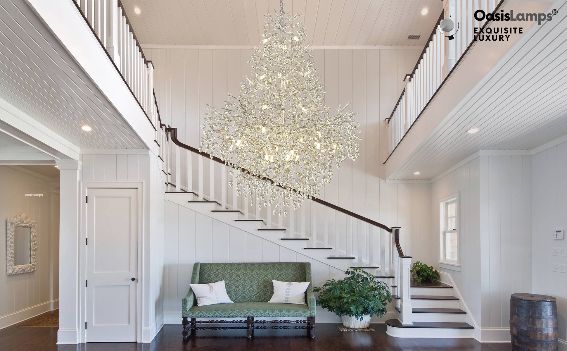 Frostleaf Cascade Grand Staircase Chandelier 61" 65"#Color_silver