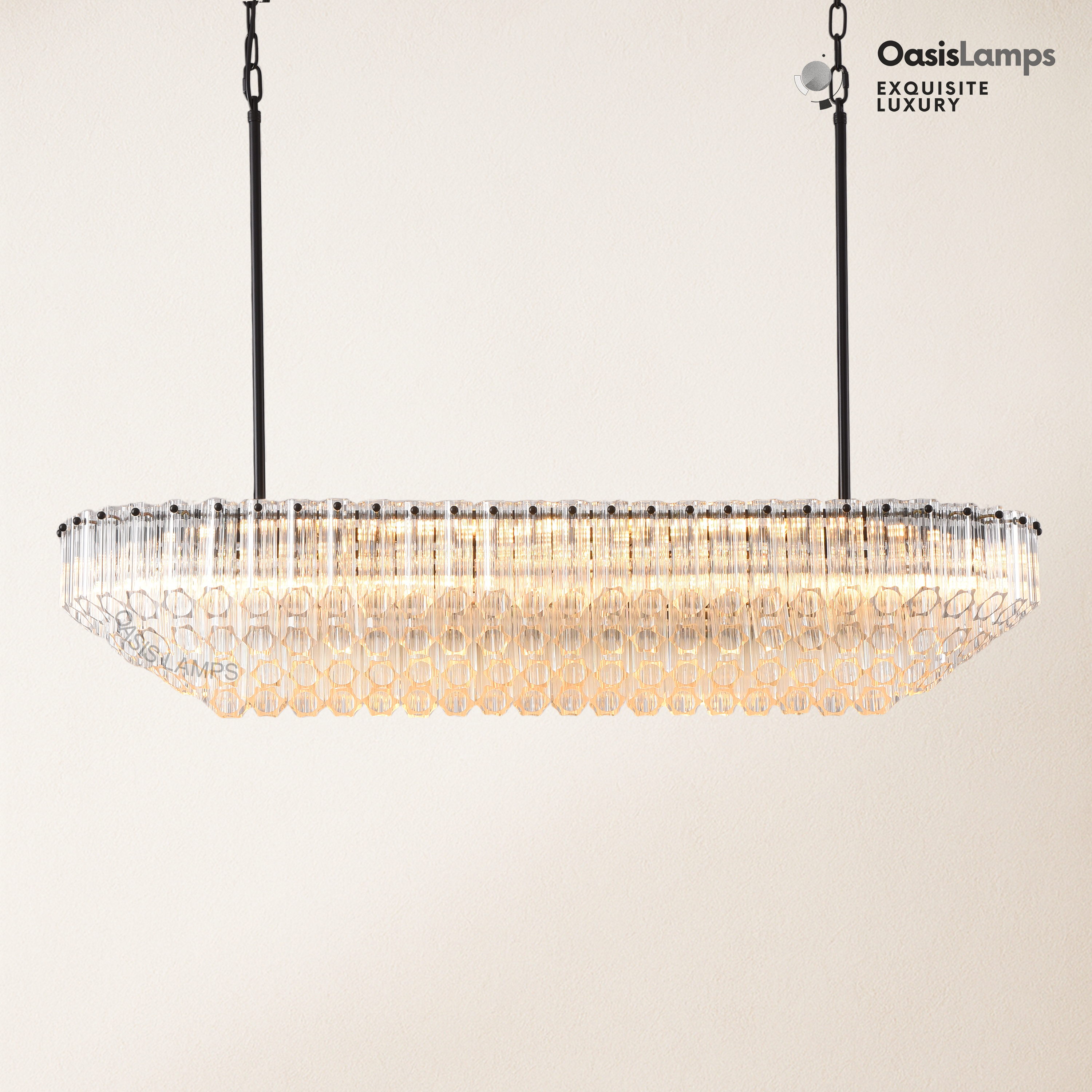 Ethereal Radiance Clear/Amber Rectangular Crystal Chandelier 43"L#glass color_clear,size_43in