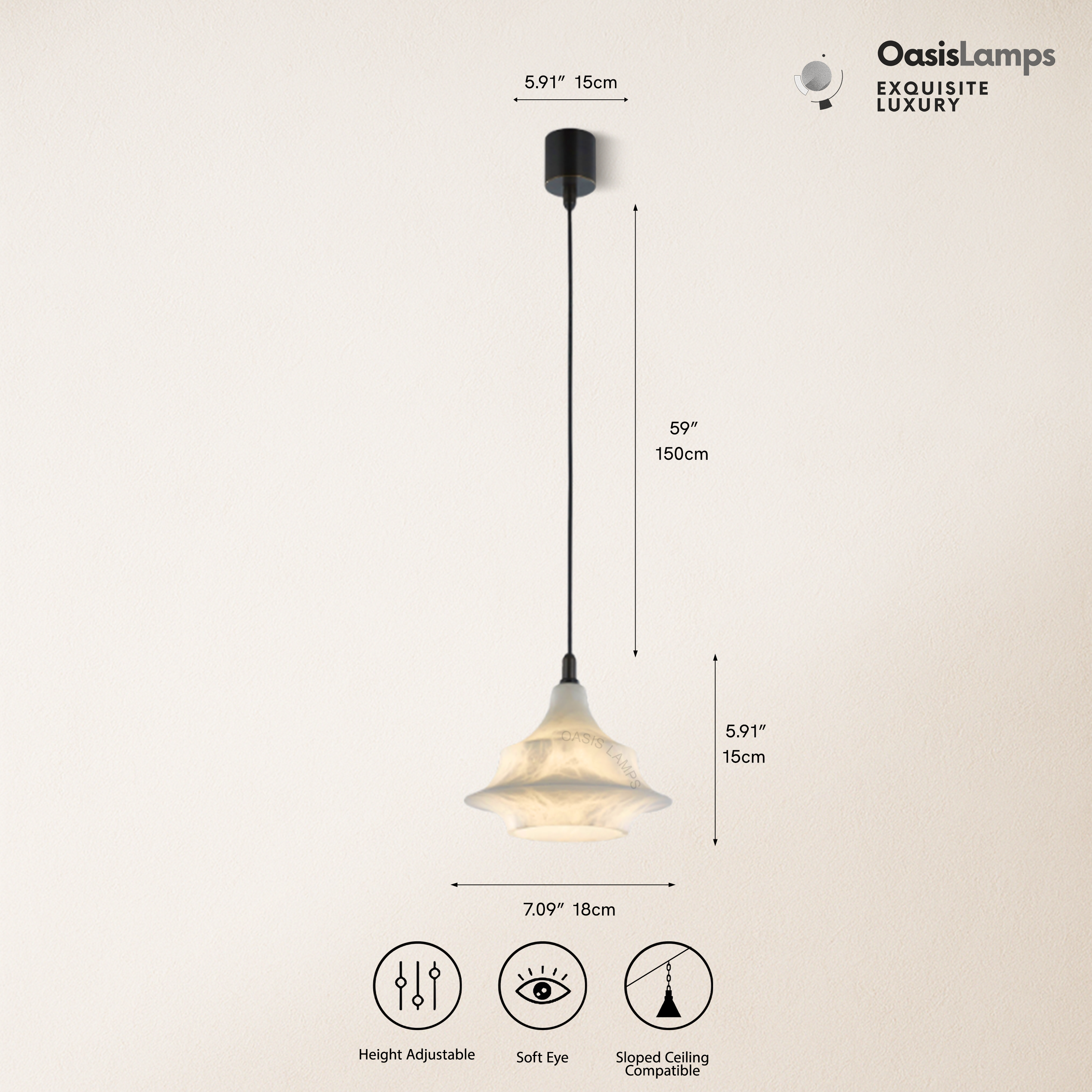 Bloom Alabaster Gleam Pendant 7''D