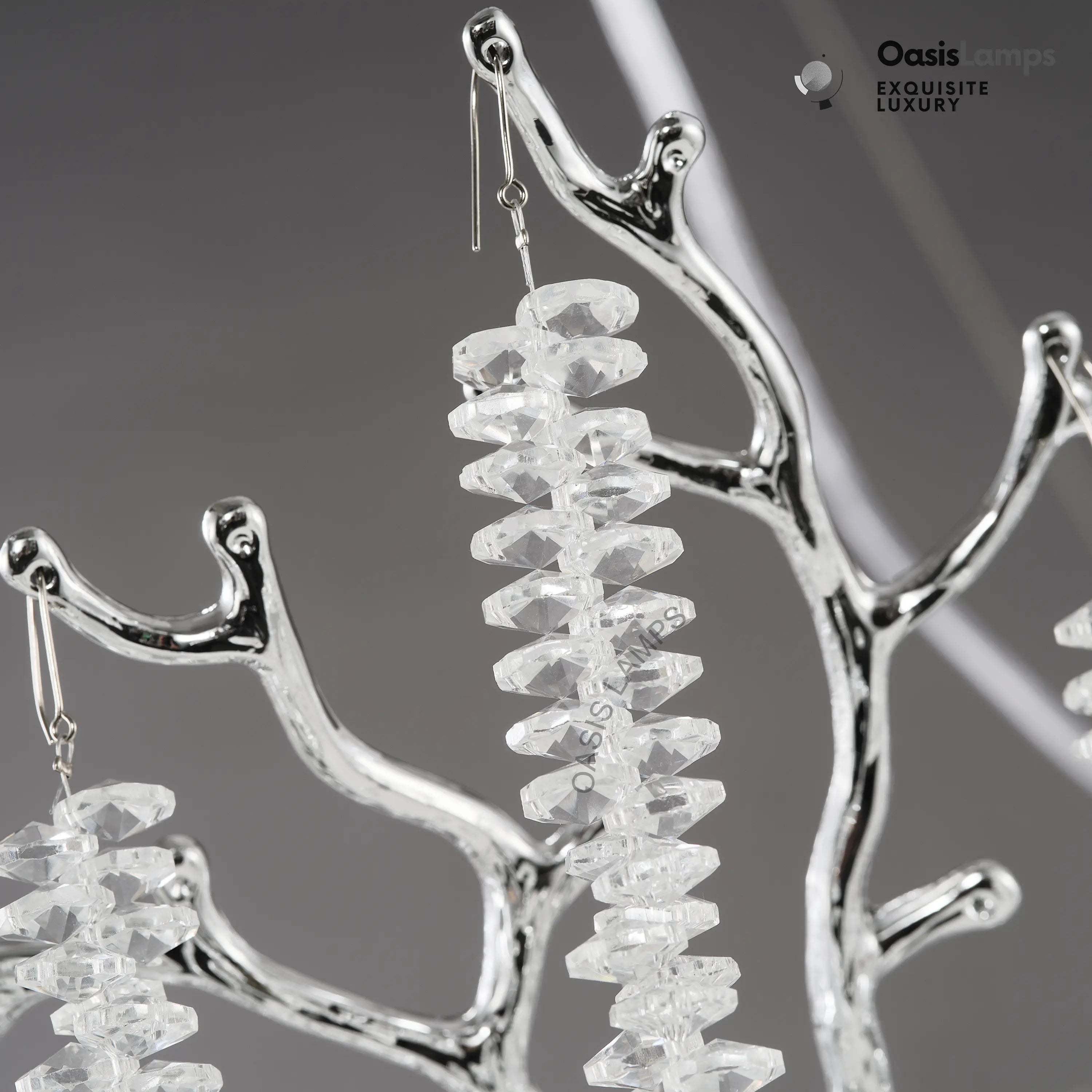 Snow Tree Branches Linear Chandelier 55''L#Color_silver