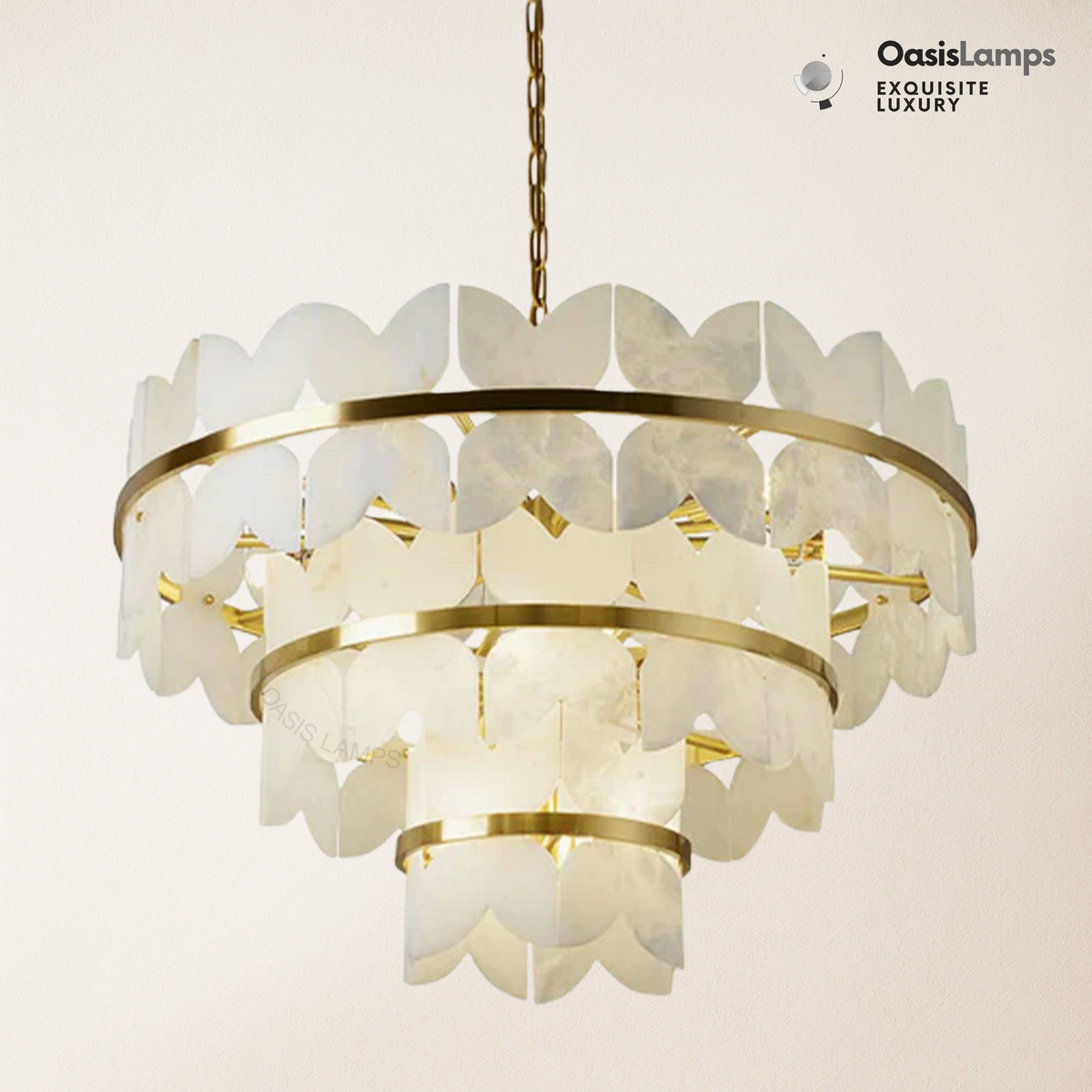 Alabaster Cloudscape Brass 3-Layer Chandelier#Colour_Brass,size_3 Layers Dia 31.5″(80cm) x H 19.7″(50cm)