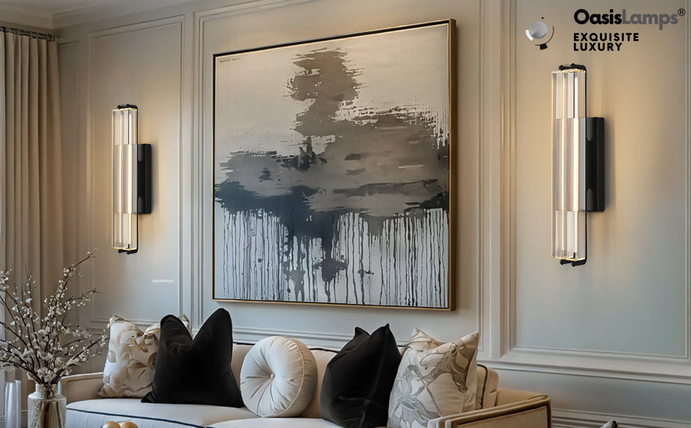 Clara Glow Crystal Wall Sconce 19"#color_black,style_double crystal