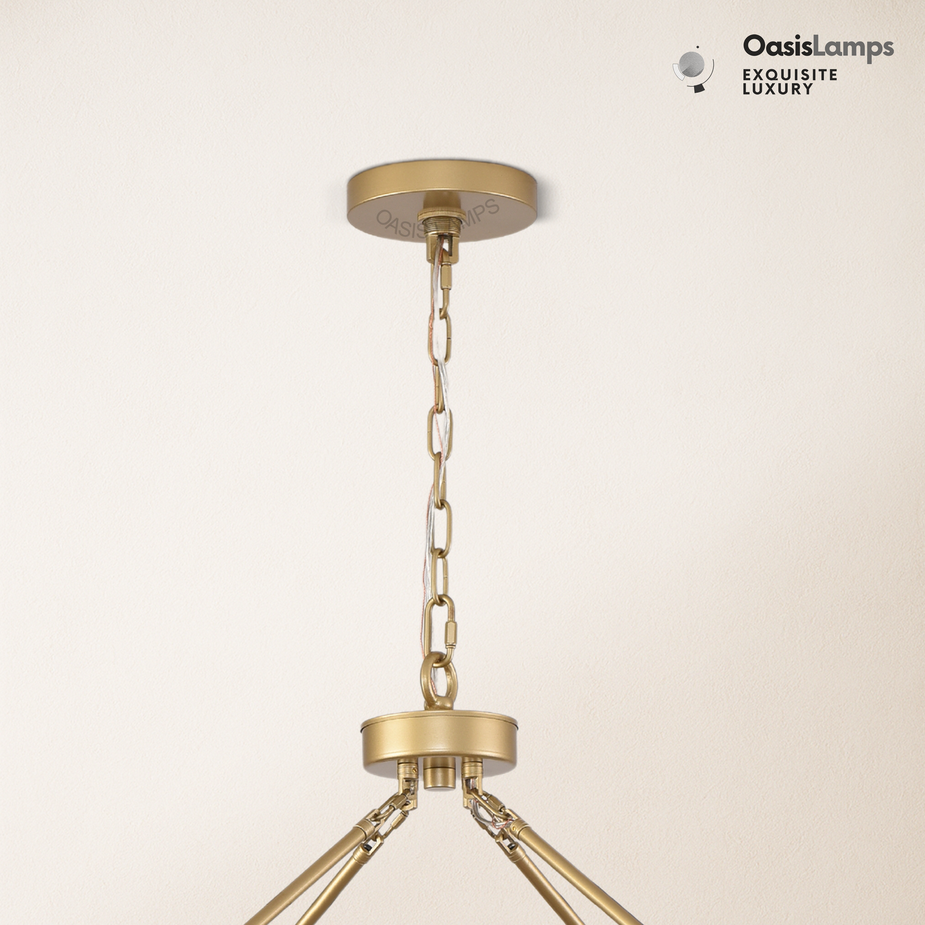 Cylora Glass Tube Round Chain Chandelier 48" 60" 70"D#Color_Brass,Size_48"