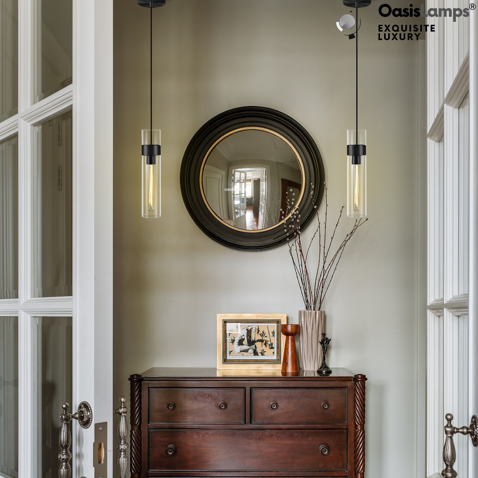 Cylora Glass Tube Pendant#Color_Black