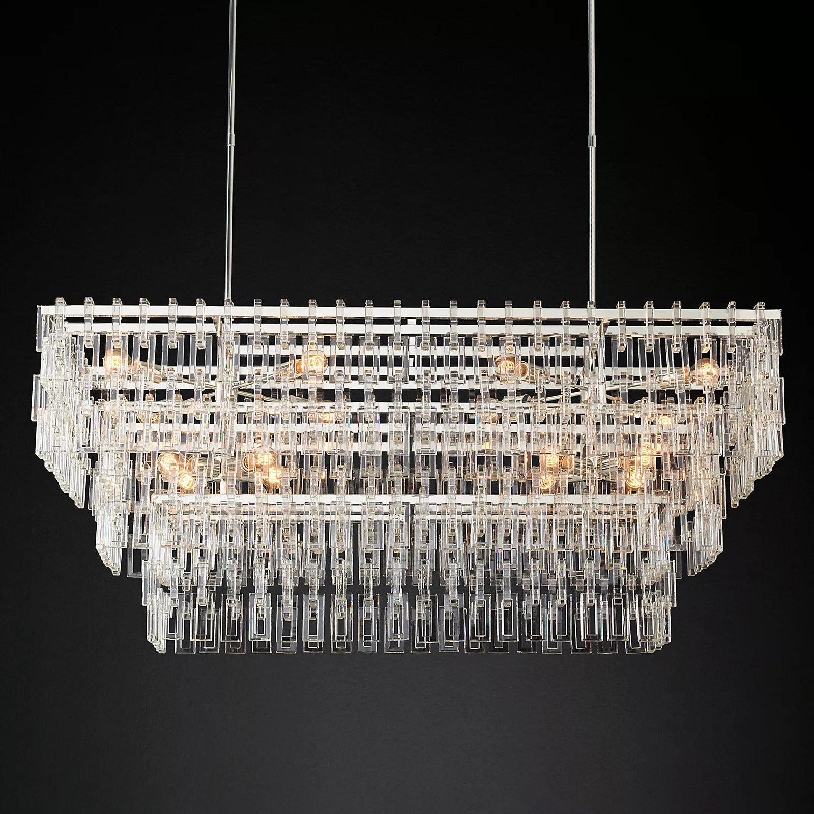 Marignac Crystal Chain Multi-Tier Rectangle Chandelier 60" 72"