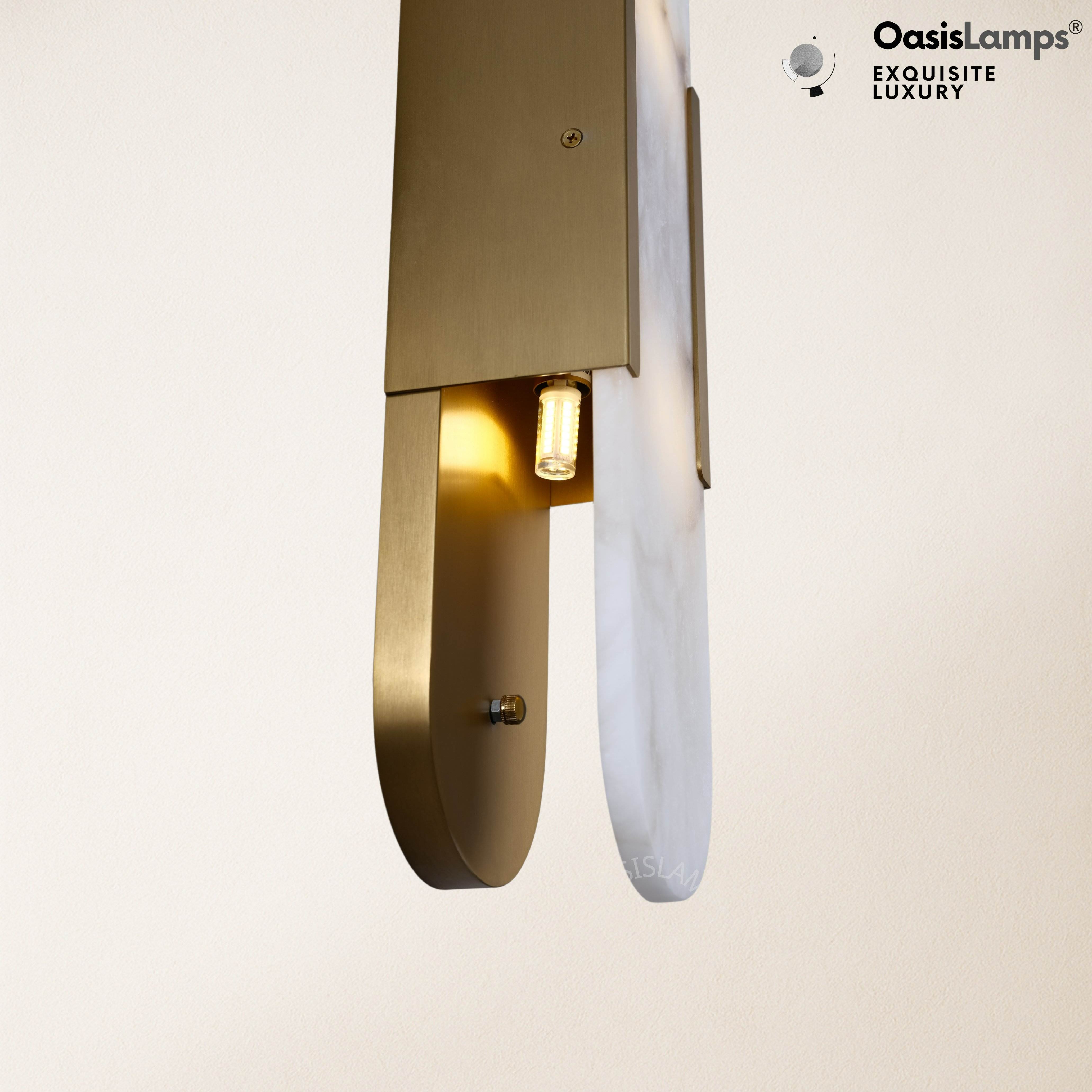 OpalEdge Oval Alabaster Wall Sconces 13.8" 19.7"H#Color_Brass