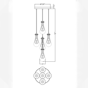 Raindrop Round Chandelier 5 LIGHTS D 14"