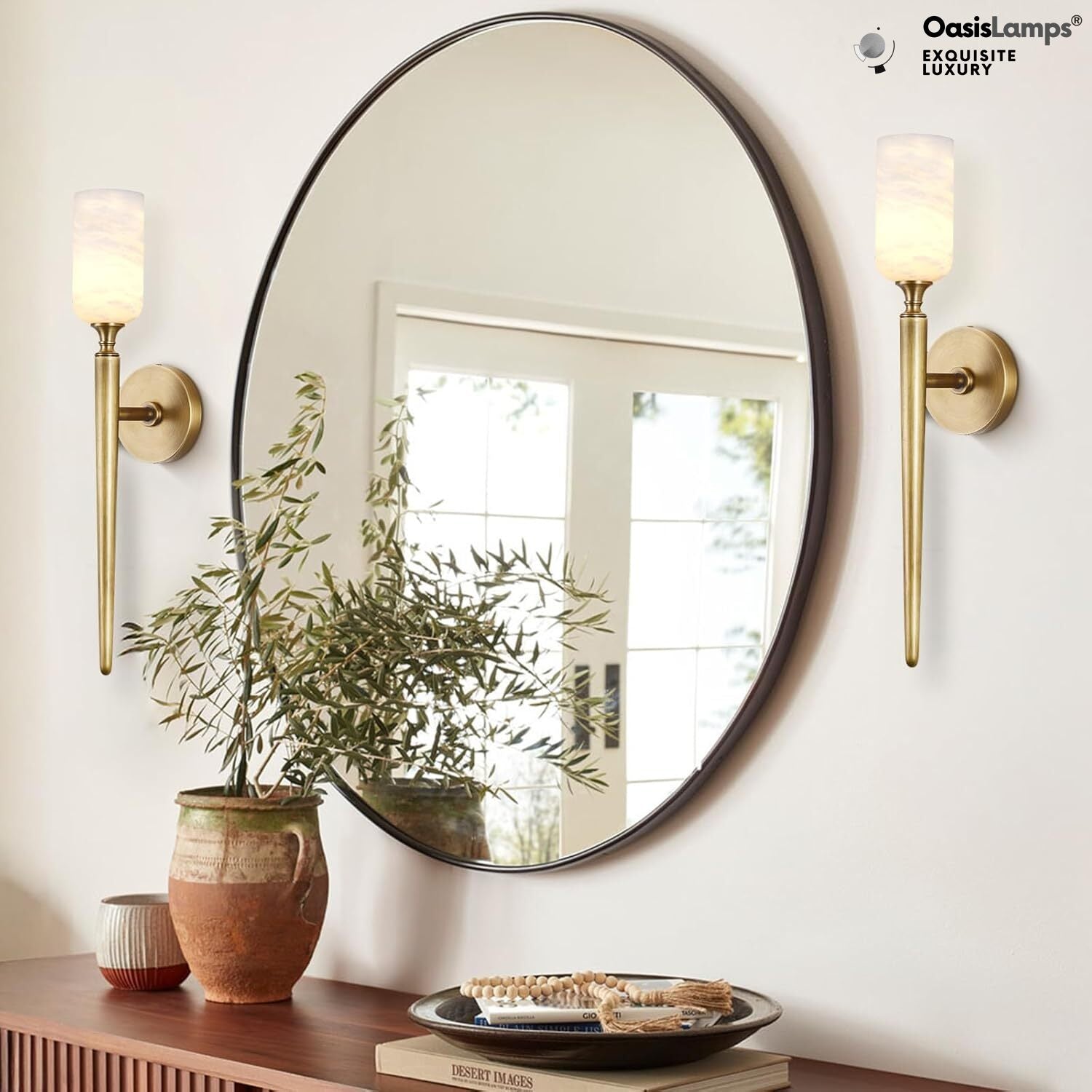 Axis Alabaster 1 Light Wall Sconce 21.6"H#color_brass