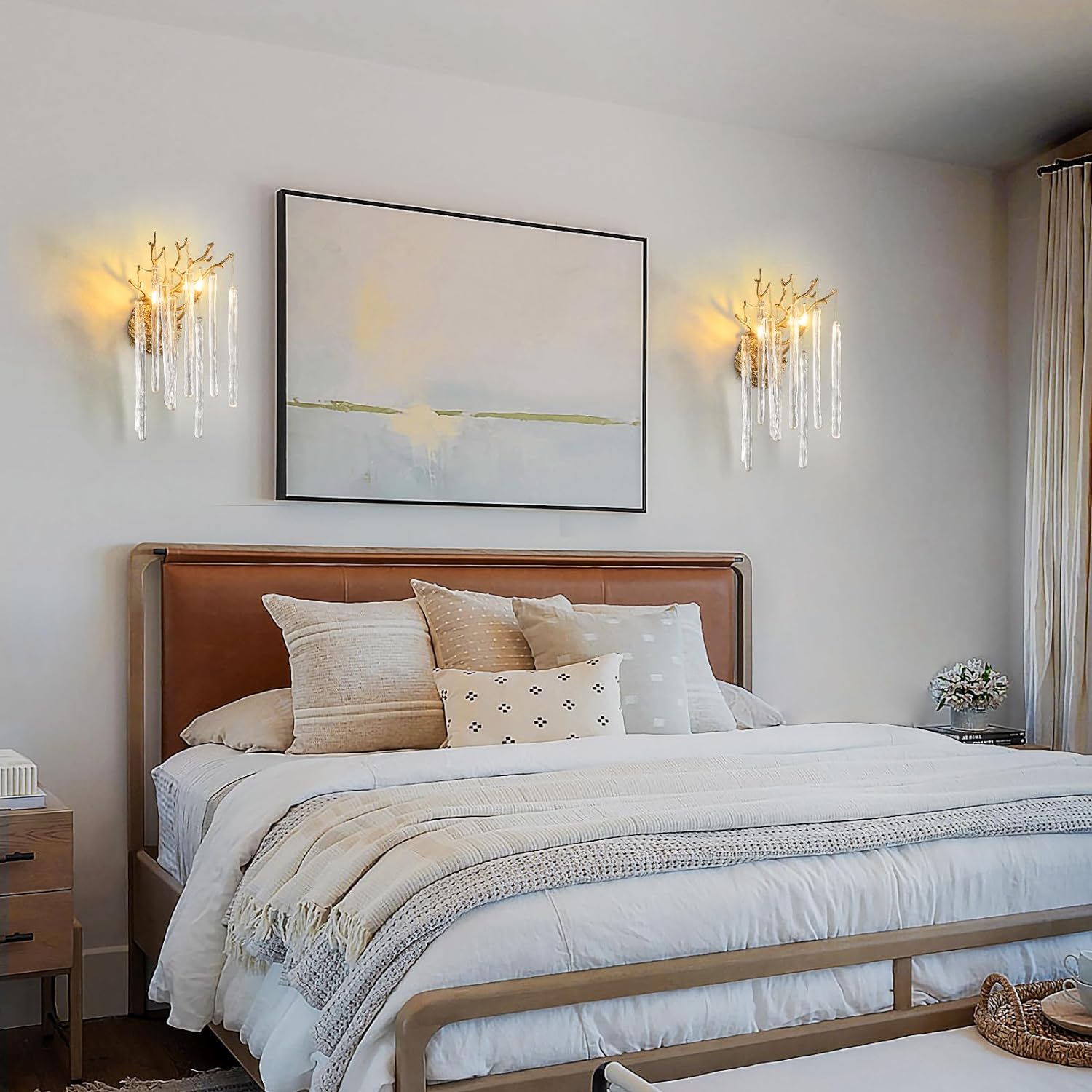 Ice Strip Crystal Gold Wall Sconce for All Rooms 17.7"H