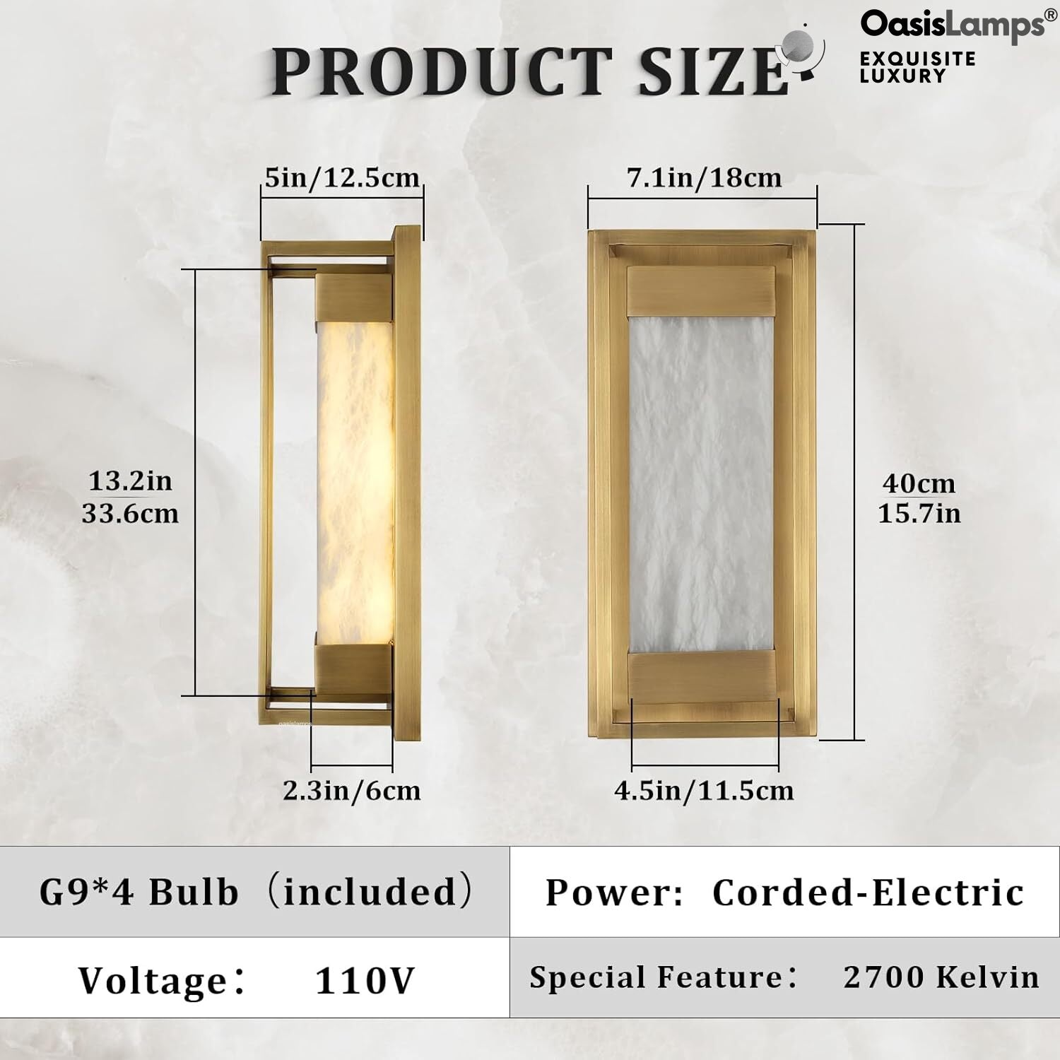 Bravura Alabaster Wall Sconce 15.7"H#color_brass