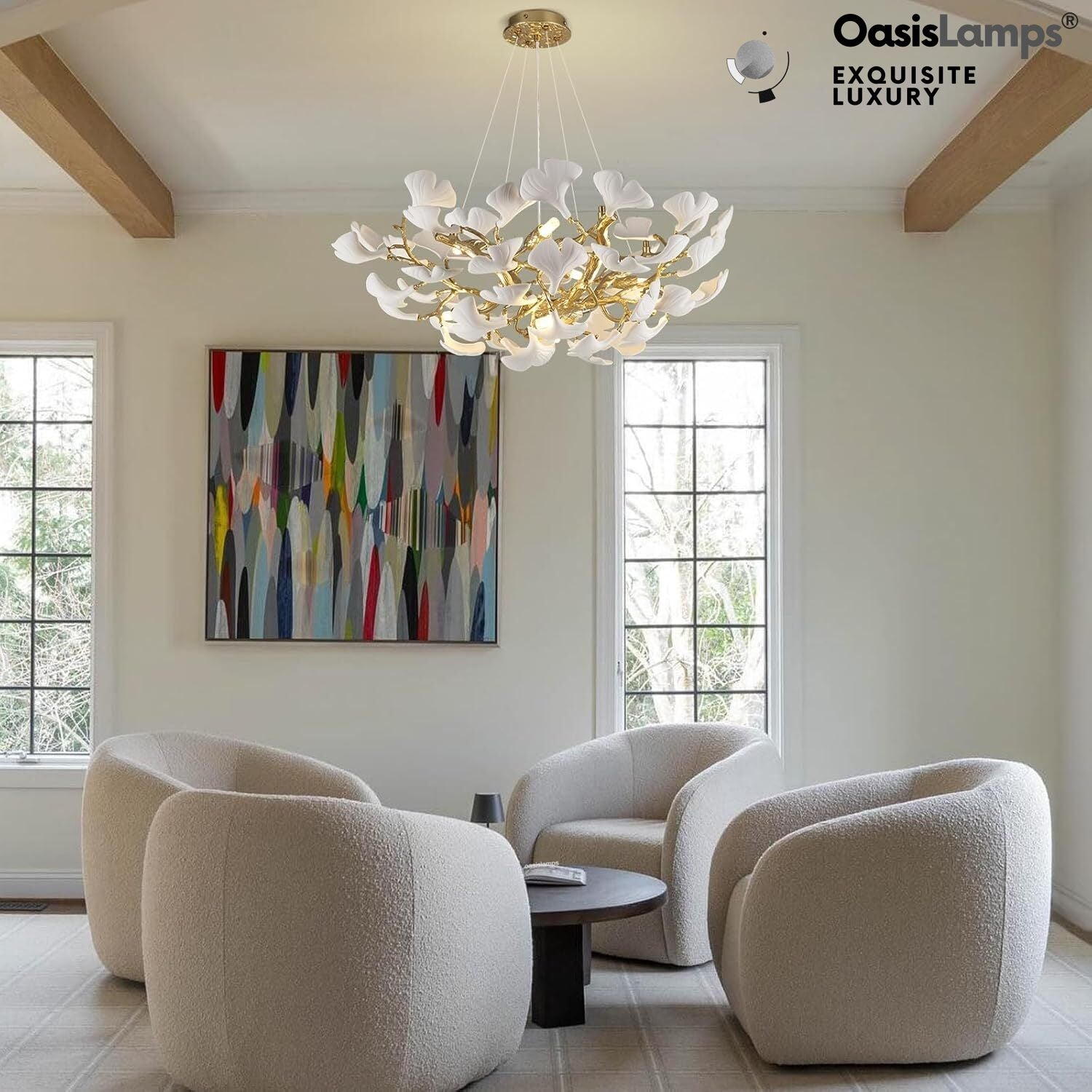 Twilight Branches Ceramic Glow Round Chandelier 32"D