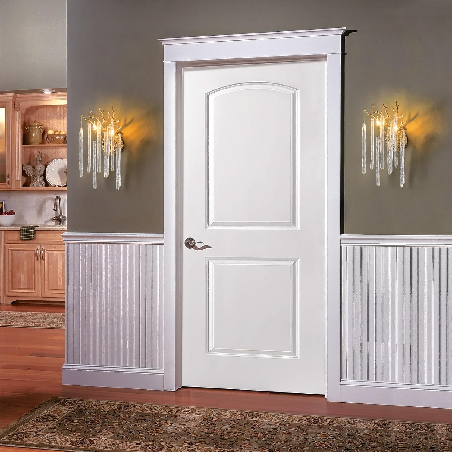 Ice Strip Crystal Gold Wall Sconce for All Rooms 17.7"H