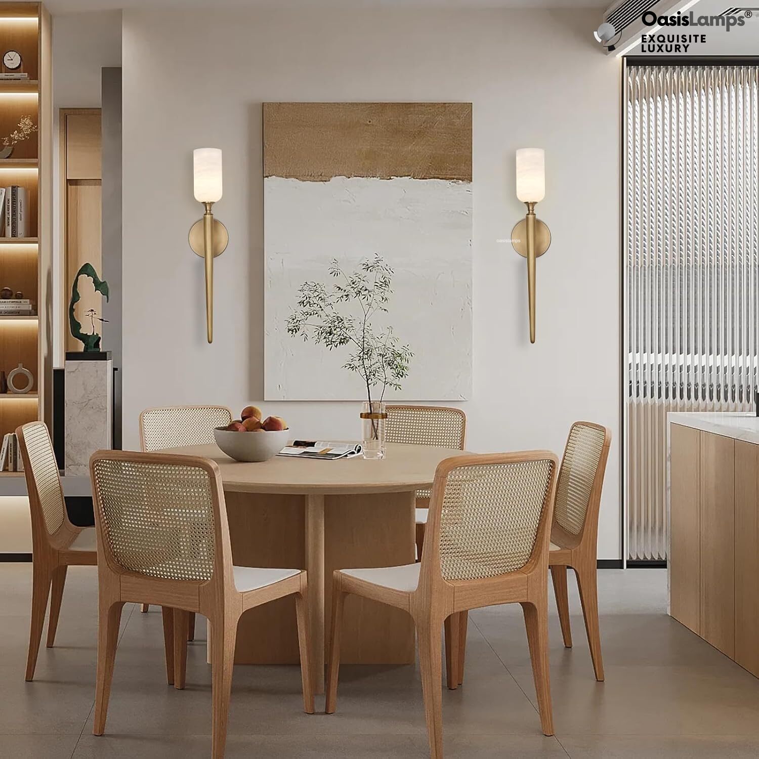 Axis Alabaster 1 Light Wall Sconce 21.6"H#color_brass