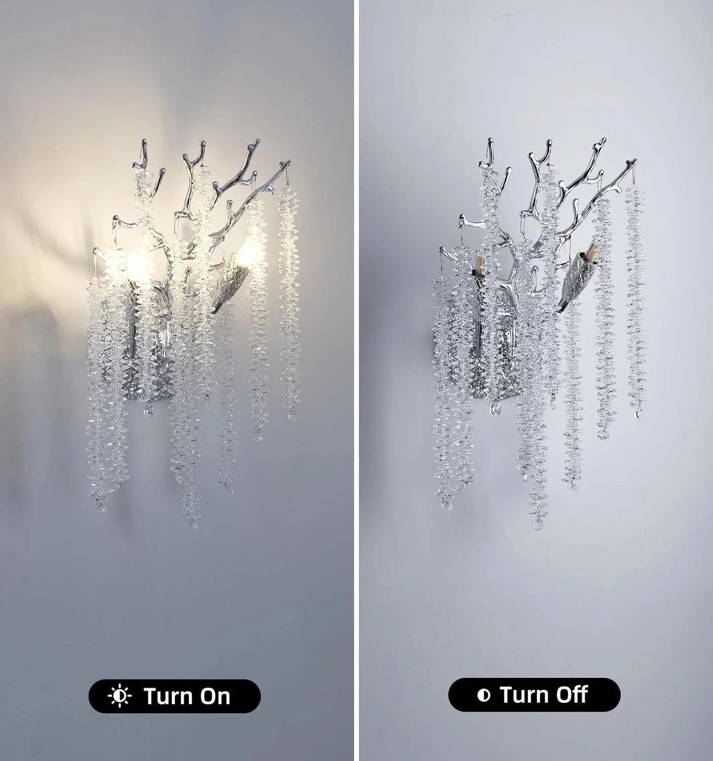 Snow Tree Branch Crystal Gold/Silver Wall Sconce 10"H