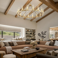 Cylora Glass Tube Round Chain Chandelier 48" 60" 70"D#Color_Brass,Size_48"