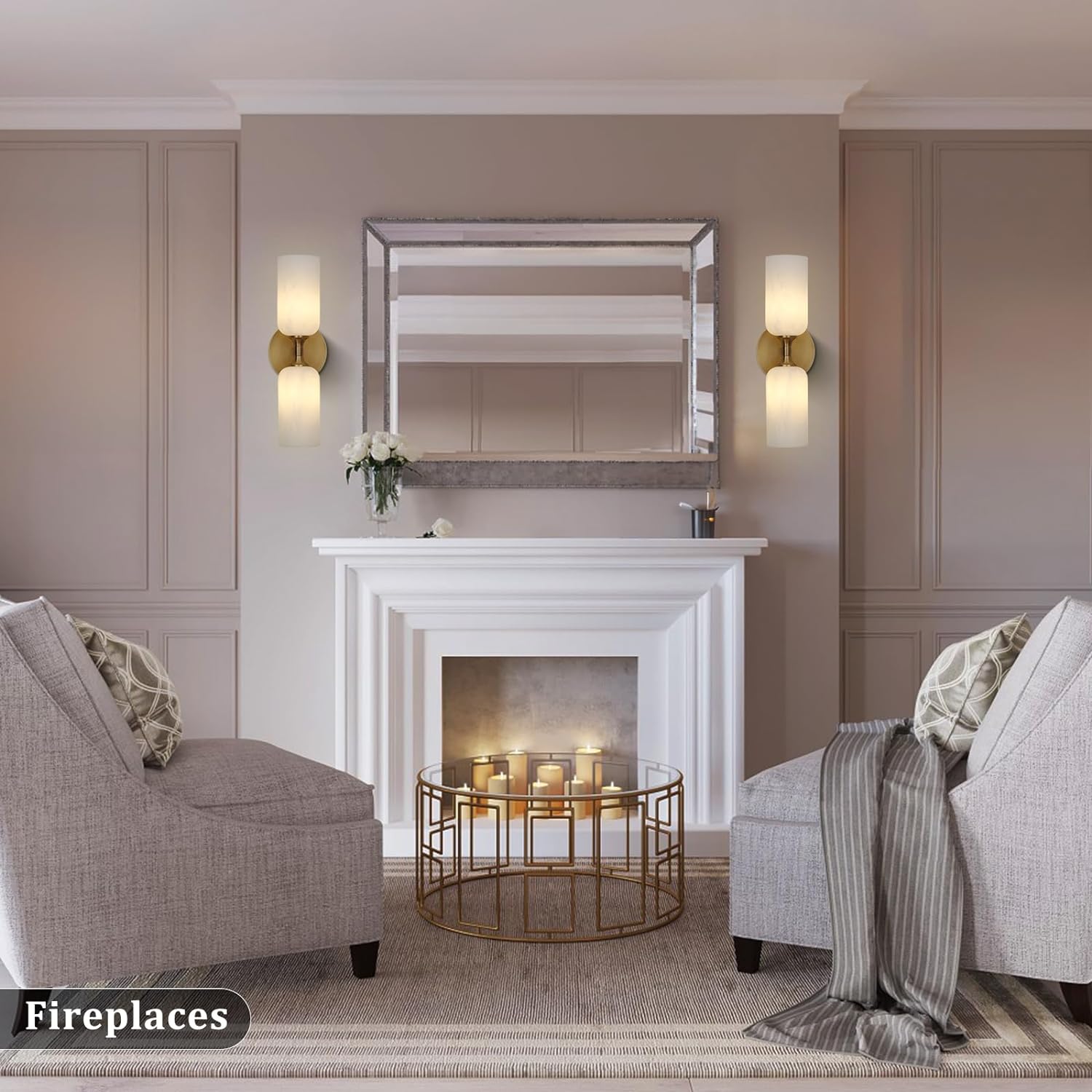 Axis Alabaster Wall Sconce 13.9"#color_brass