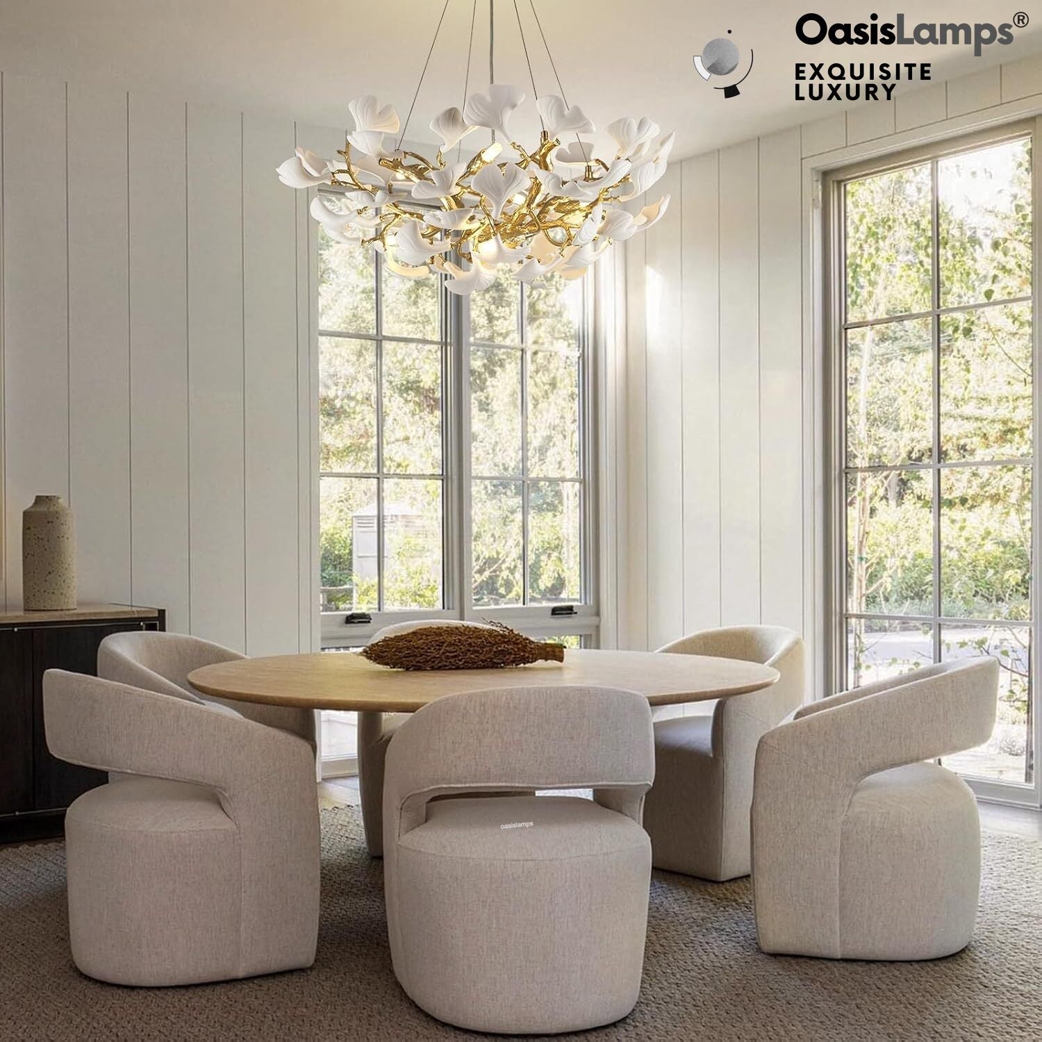 Twilight Branches Ceramic Glow Round Chandelier 32"D