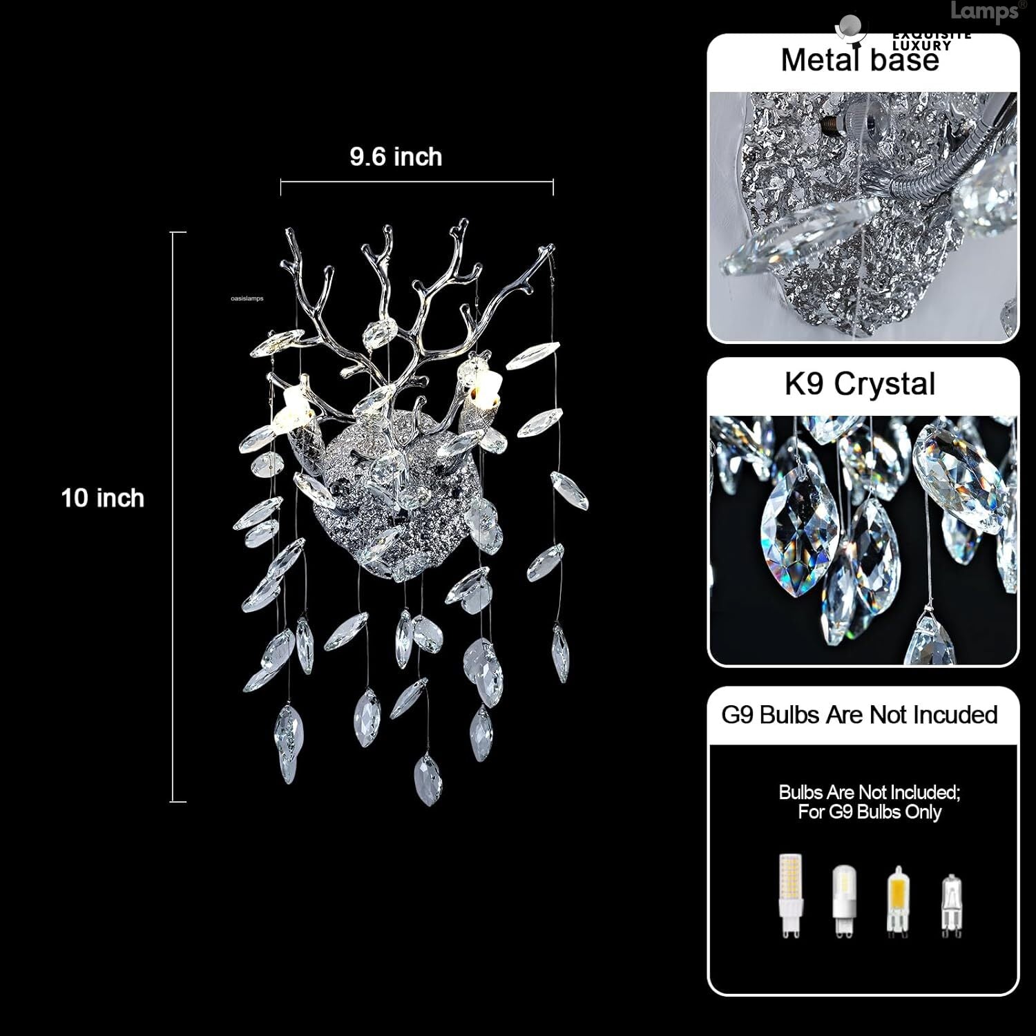 Frostleaf Crystal Gold/Silver Wall Sconce 10"H#Color_Silver