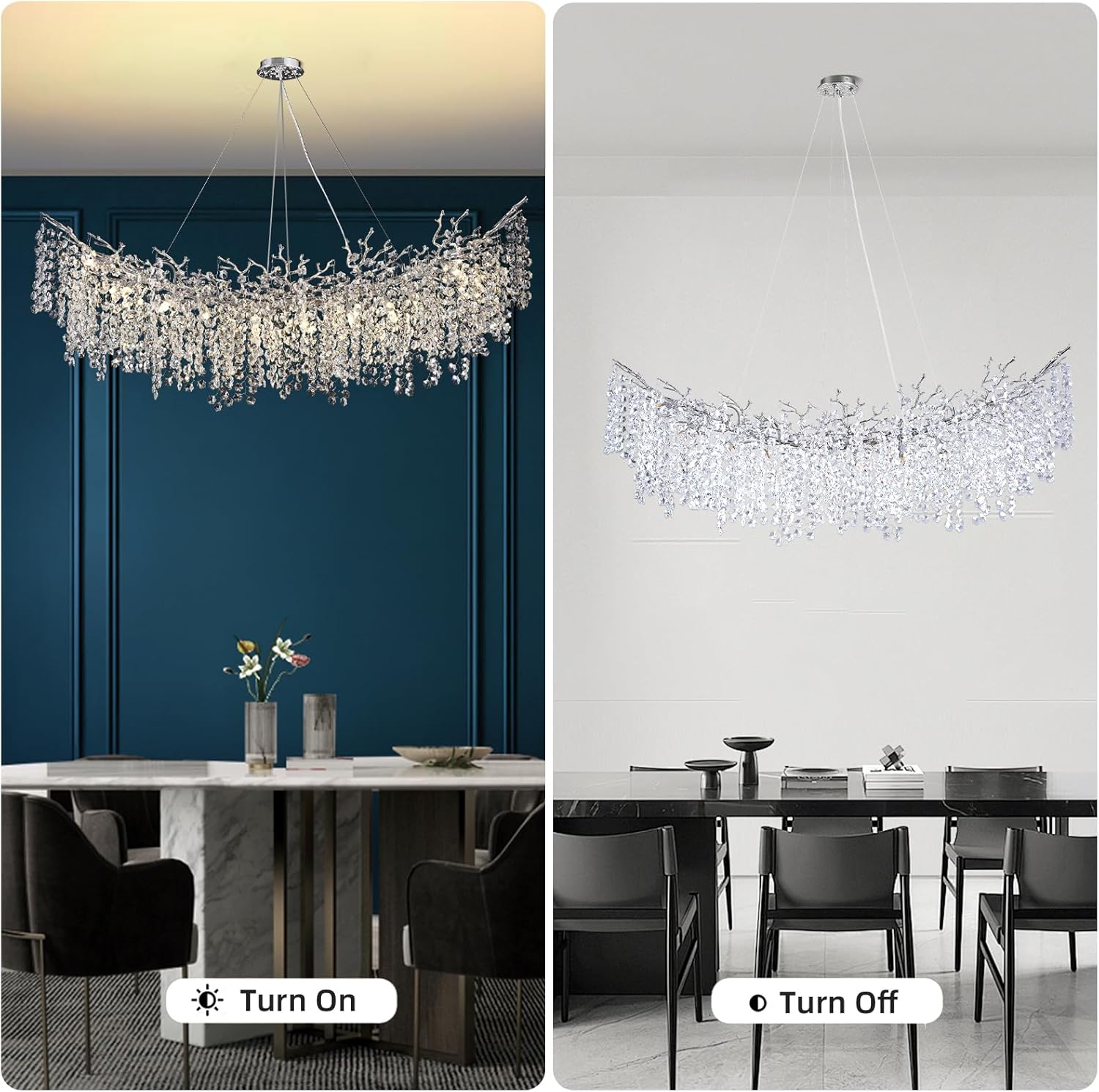 Snowflake Tree Branch Chandelier for All Rooms L30" 40" 55"