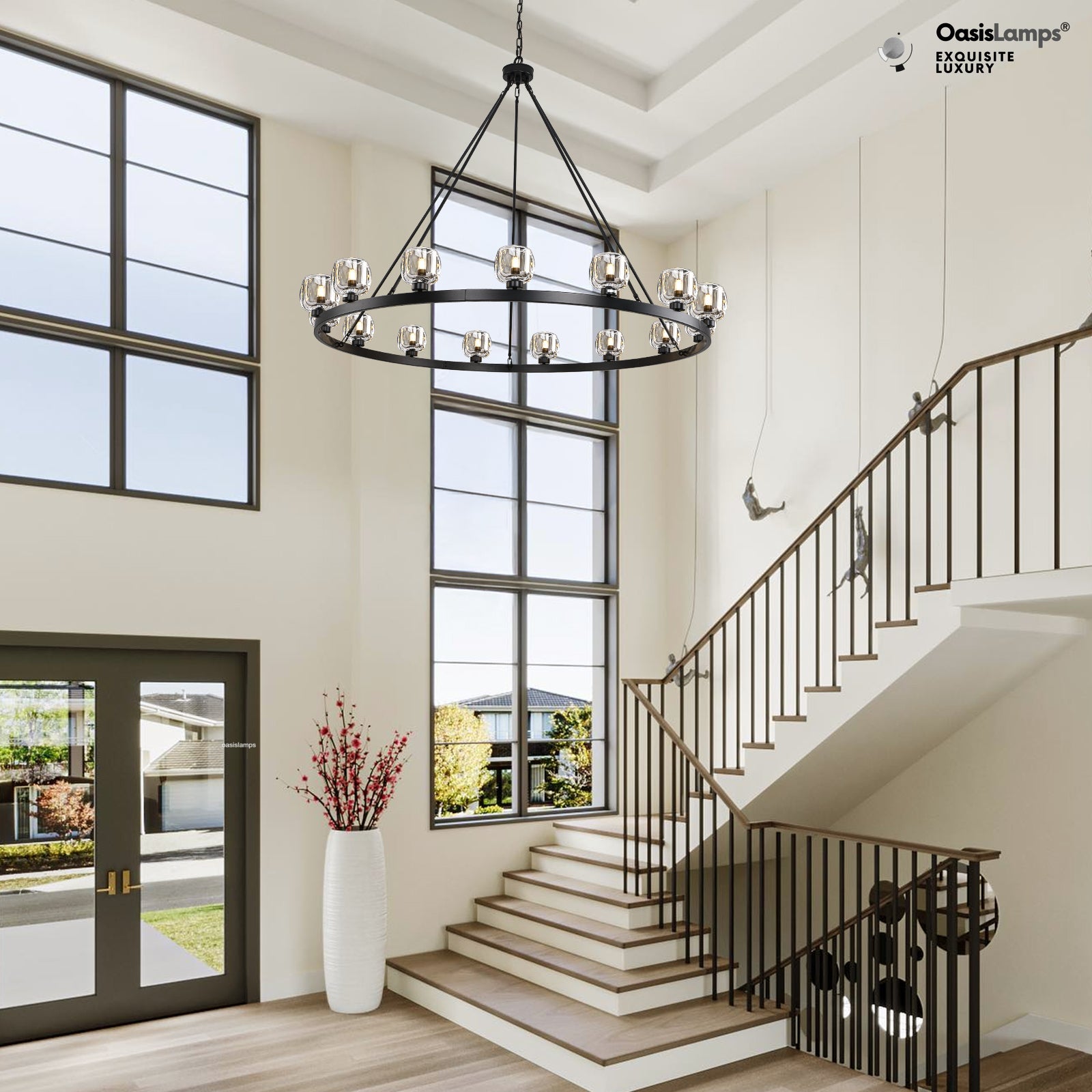 Vellum Round Chandelier 24" 36" 48" 59"D#size_59"-round,color_black