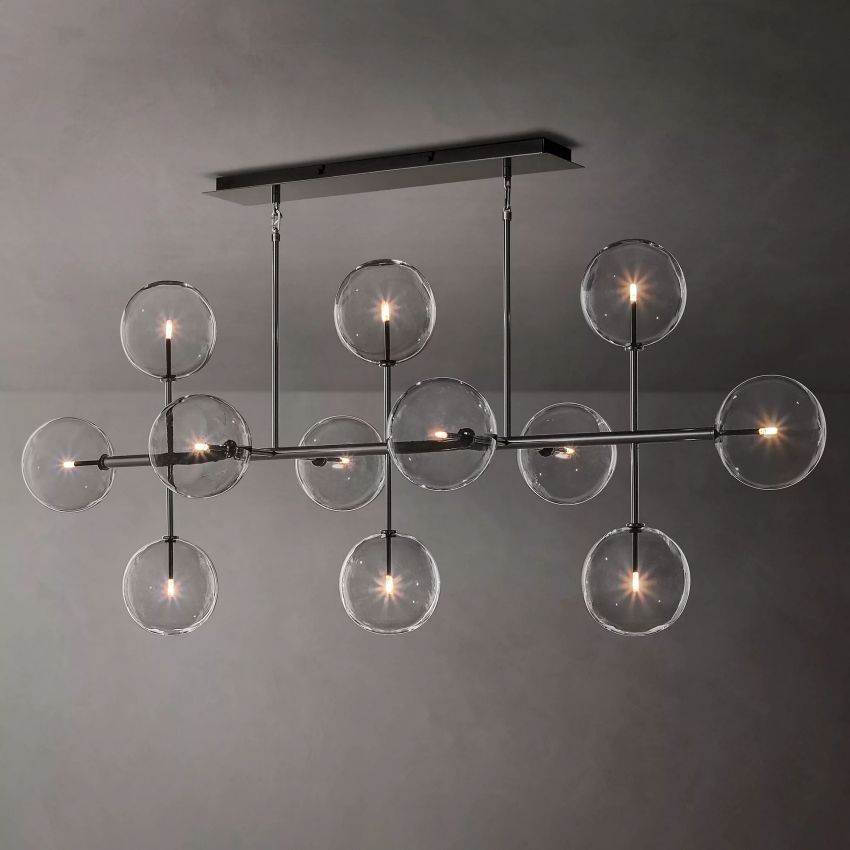 Globe Glass Modern Linear Chandelier 72"W