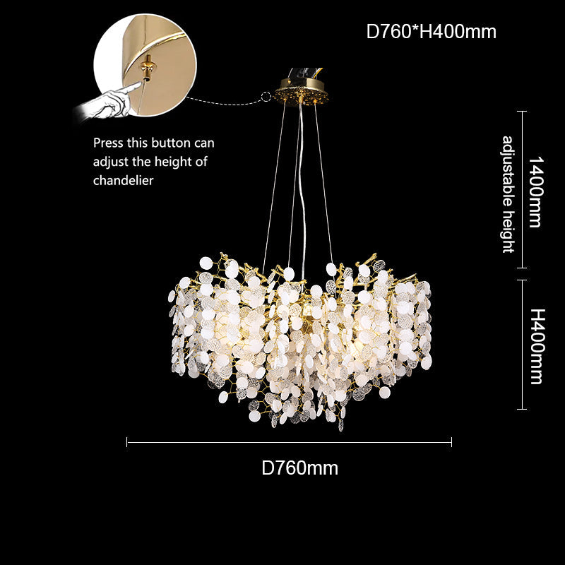 Fleur Clear Crystal Round Modern Branch Chandelier For Living Room