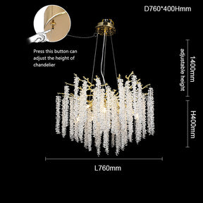 Gold Coin Crystal Round Branch Chandelier For Living Room