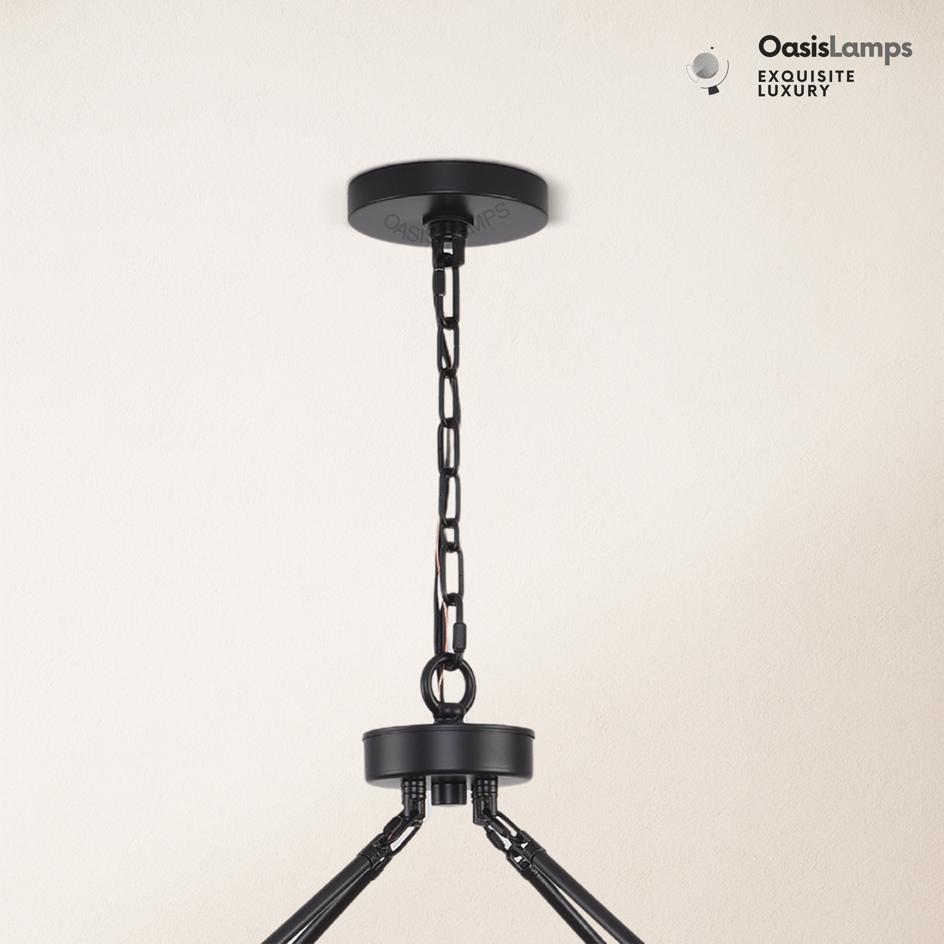 Cylora Glass Tube Round Chain Chandelier 48" 60" 70"D#Color_Black,Size_48"