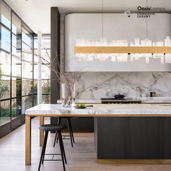 Swang Acropolis 46in LED Linear Alabaster Chandelier#Finish_Brass