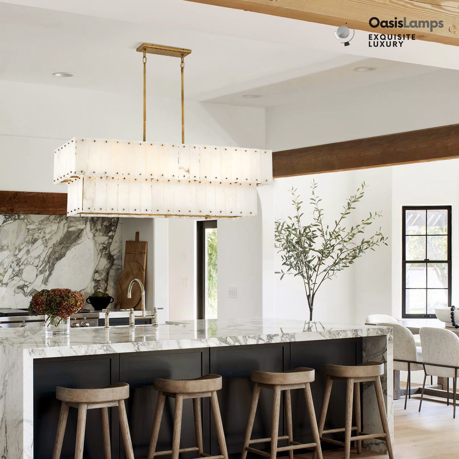 Rancho Alabaster 2-Tier Linear Chandelier