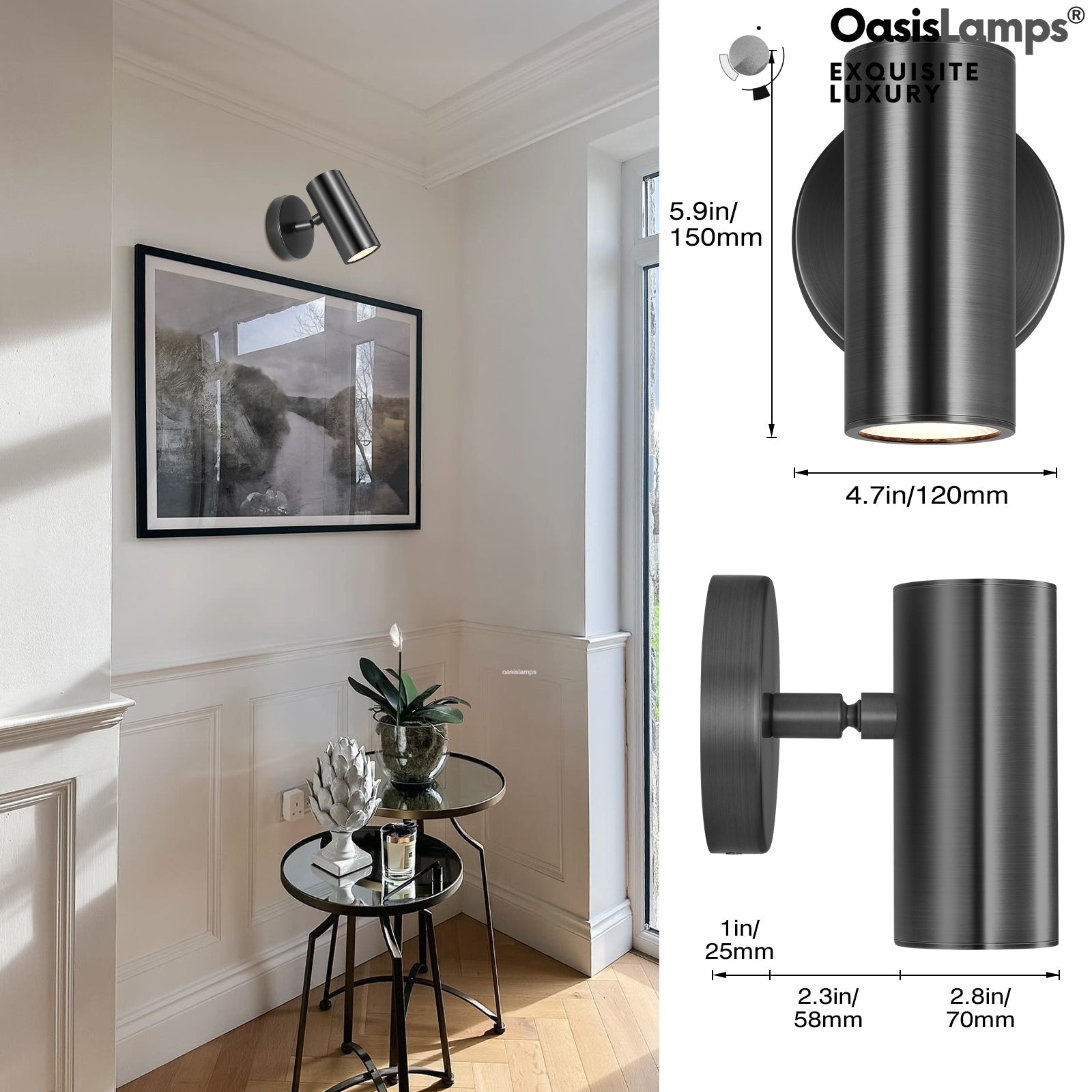 ArtGlow Adjustable Picture Spot Light Wall Sconce#Color_Black