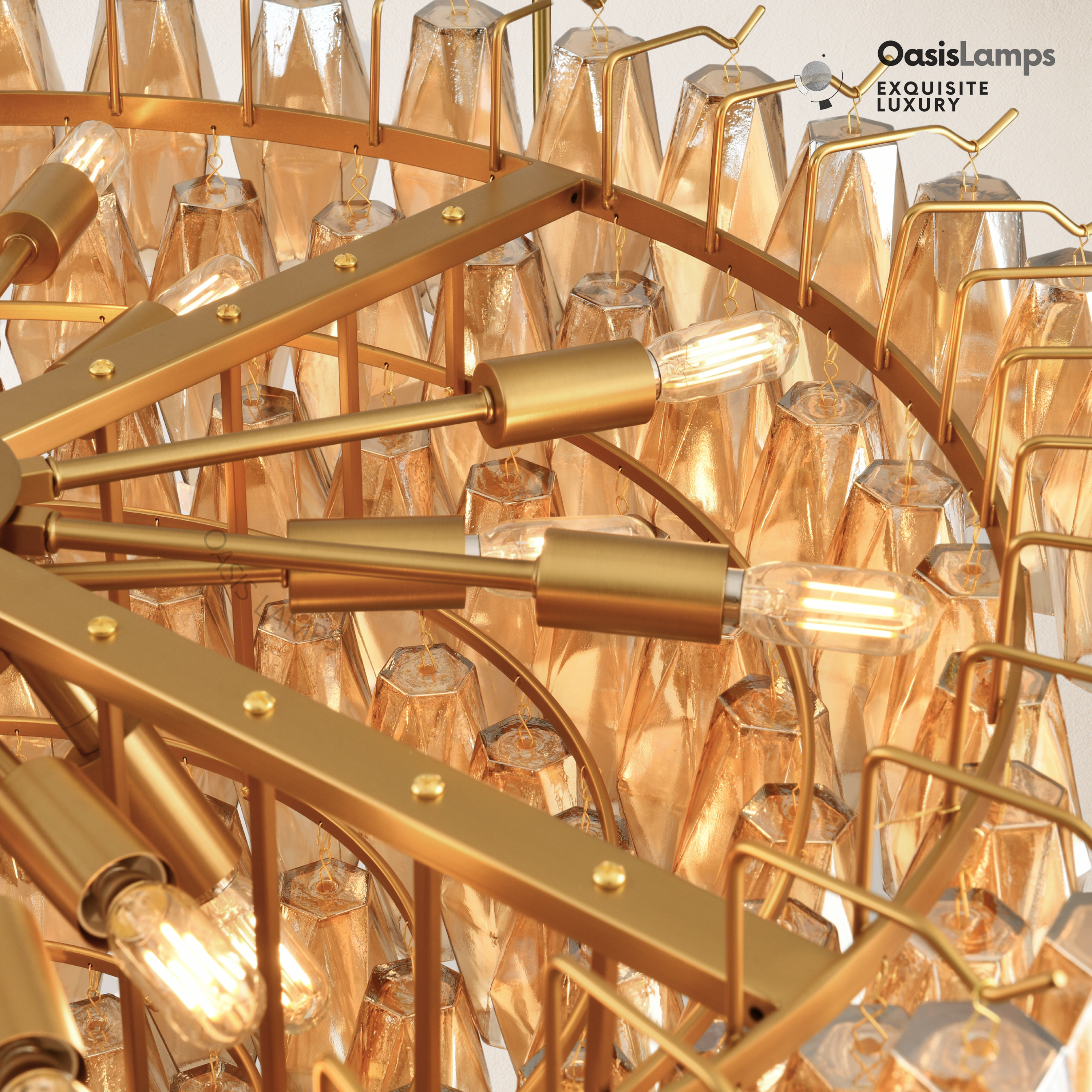 Celestial Drop Crystal Glass Chandelier 36"#color_brass