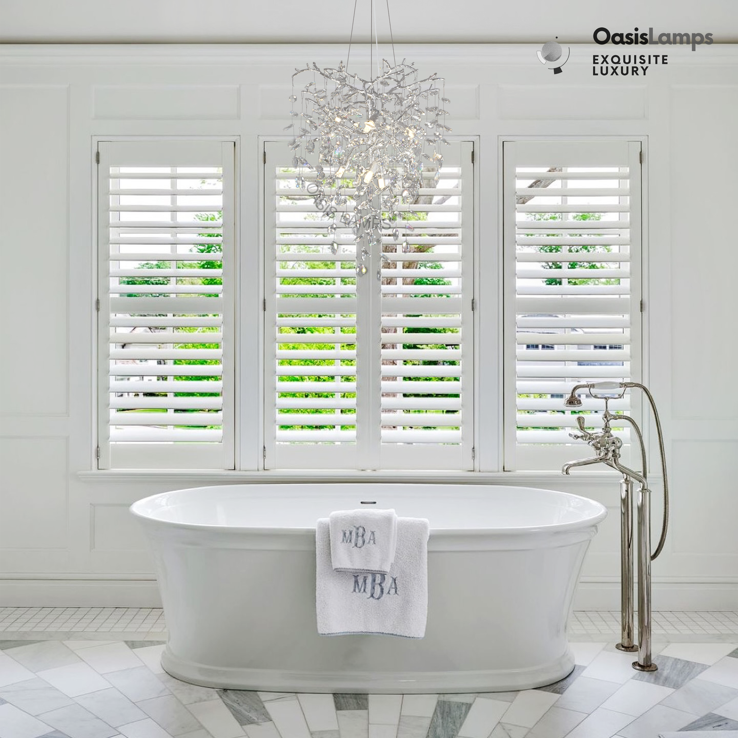 Frostleaf Grand Cascade Branches Chandelier 21'' 24" 32" 40"D#finish_silver,size_21"