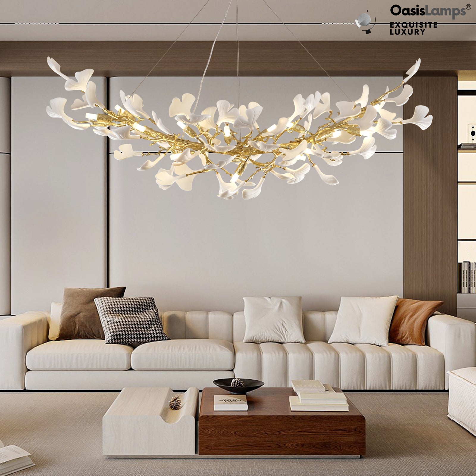 Twilight Branches Ceramic Glow Rectangular Chandelier 55"L