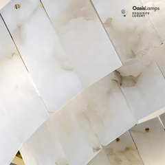 Janina Regina White Alabaster Flake Chandelier