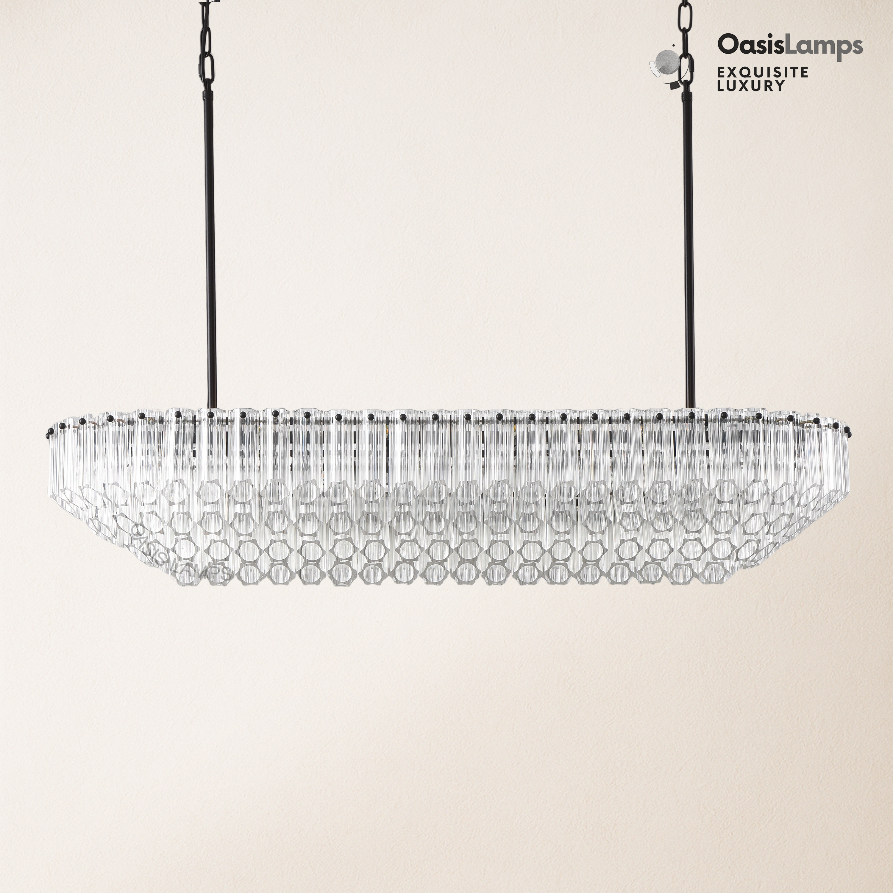 Ethereal Radiance Clear/Amber Rectangular Crystal Chandelier 43"L#glass color_clear,size_43in