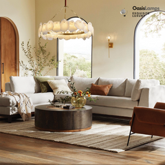 Moira Alabaster Marble Modern Snowflake Round Chandelier 20“D