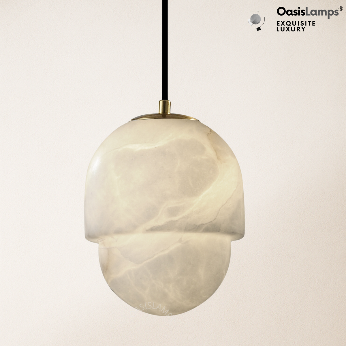 Hecate Alabaster Modern Pendant 6'' 7''D#color_brass