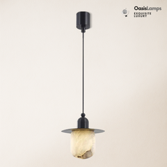 Bloom Alabaster Grace Pendant 6" 8" H#Color_White + Black/Brass , size_D15*H14.72''/D5.91*H5.12"