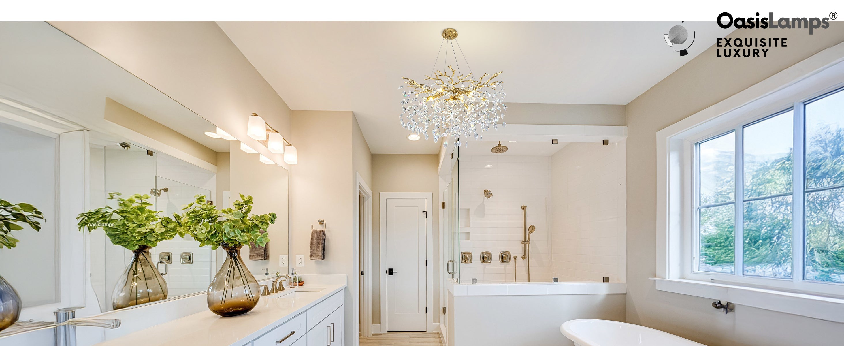 Frostleaf Cascade Branch Crystal Round Chandelier 30" 40" D#color_brass,size_D-30inches