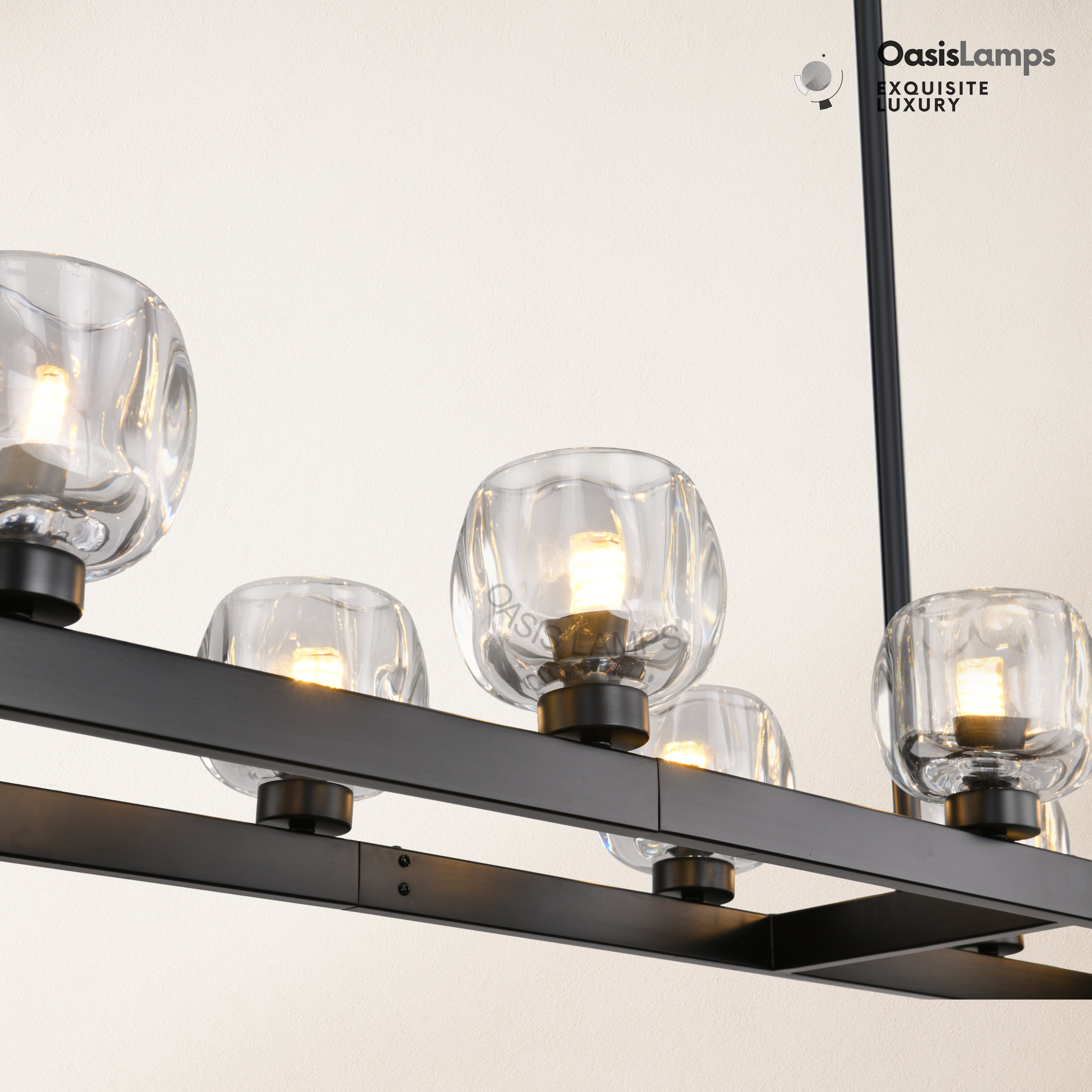 Vellum Rectangular Chandelier 59" 68"L#color_Black