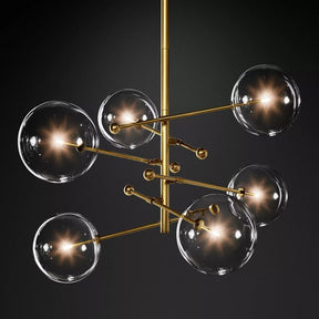 Globe Glass Modern Six-Arm Chandelier 55"W