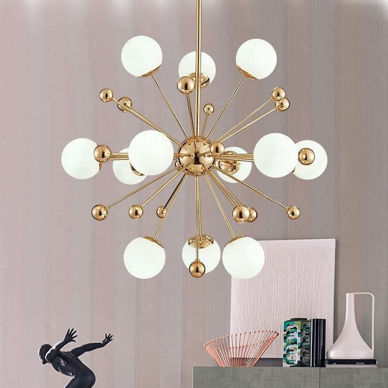 12-lights Gold Lamp Body White Lampshade Chandelier