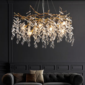 Salome Round Gold Clear Crystal Branch Chandelier For Living Room