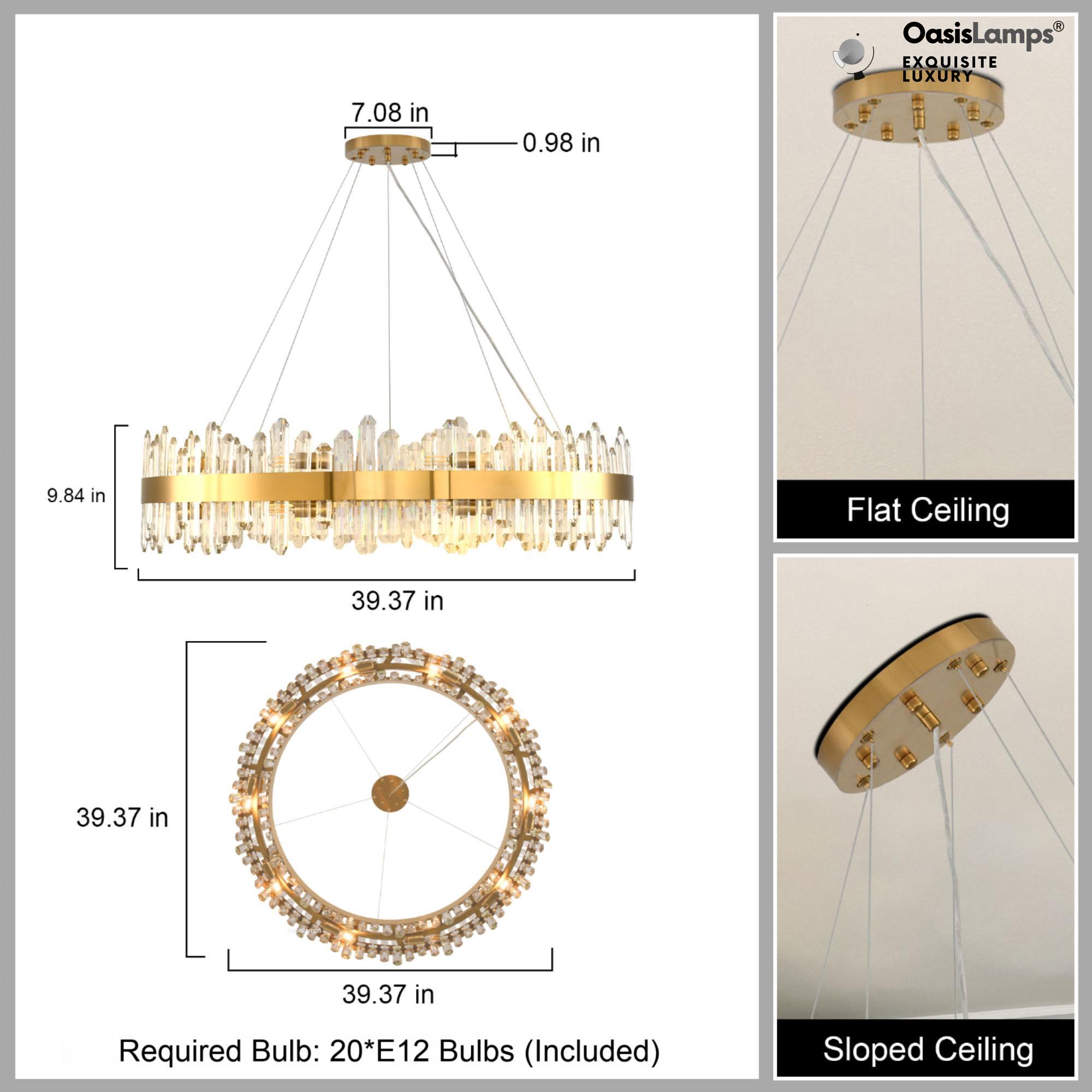 Stellara Crystal Strip Round Halo Chandelier 24" 32" 40"D#color_brass,size_40''D