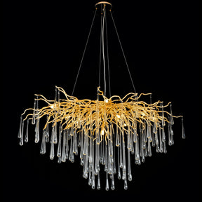 Lucio Oval Branch Brass Linear Teardrop Chandelier