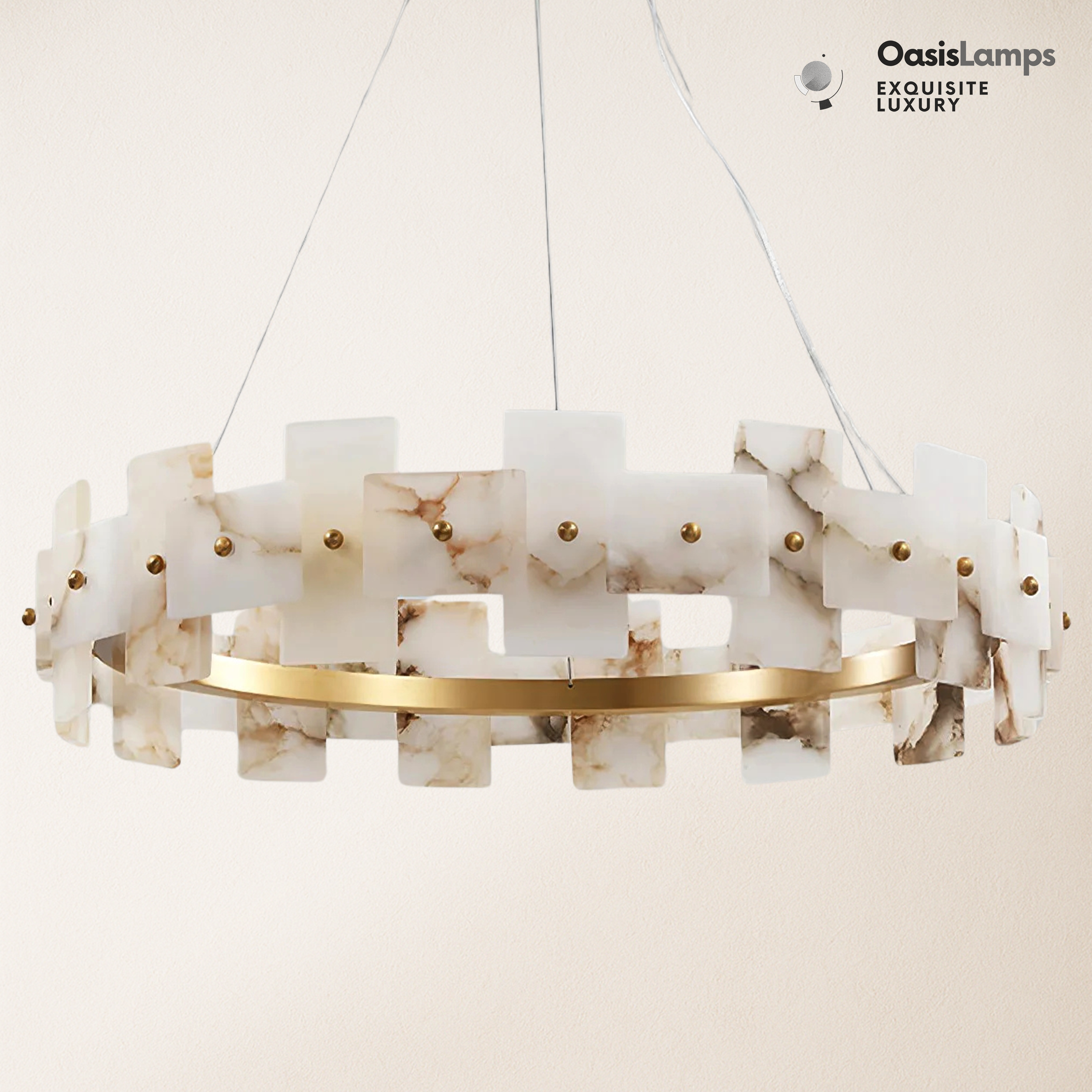 Swang Alabaster Halo Flake Brass ChandelierSwang Alabaster Halo Flake Brass Chandelier#Colour_Brass+White,size_Model B Dia 31.5”(80cm)