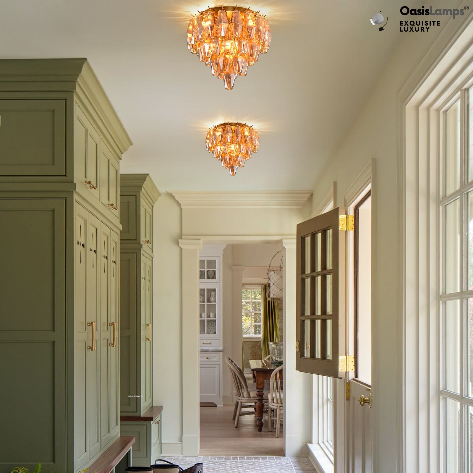 Celestial Drop Flush Mount 12.6"D#color_brass