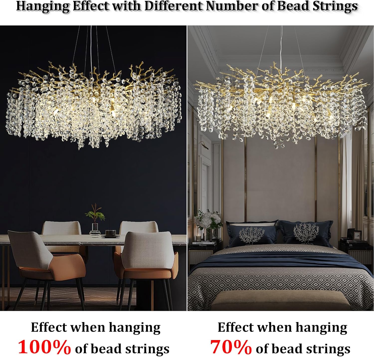 Snowflake Tree Branch Chandelier for All Rooms L30" 40" 55"